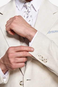 Giacca misto lino Herringbone sabbia