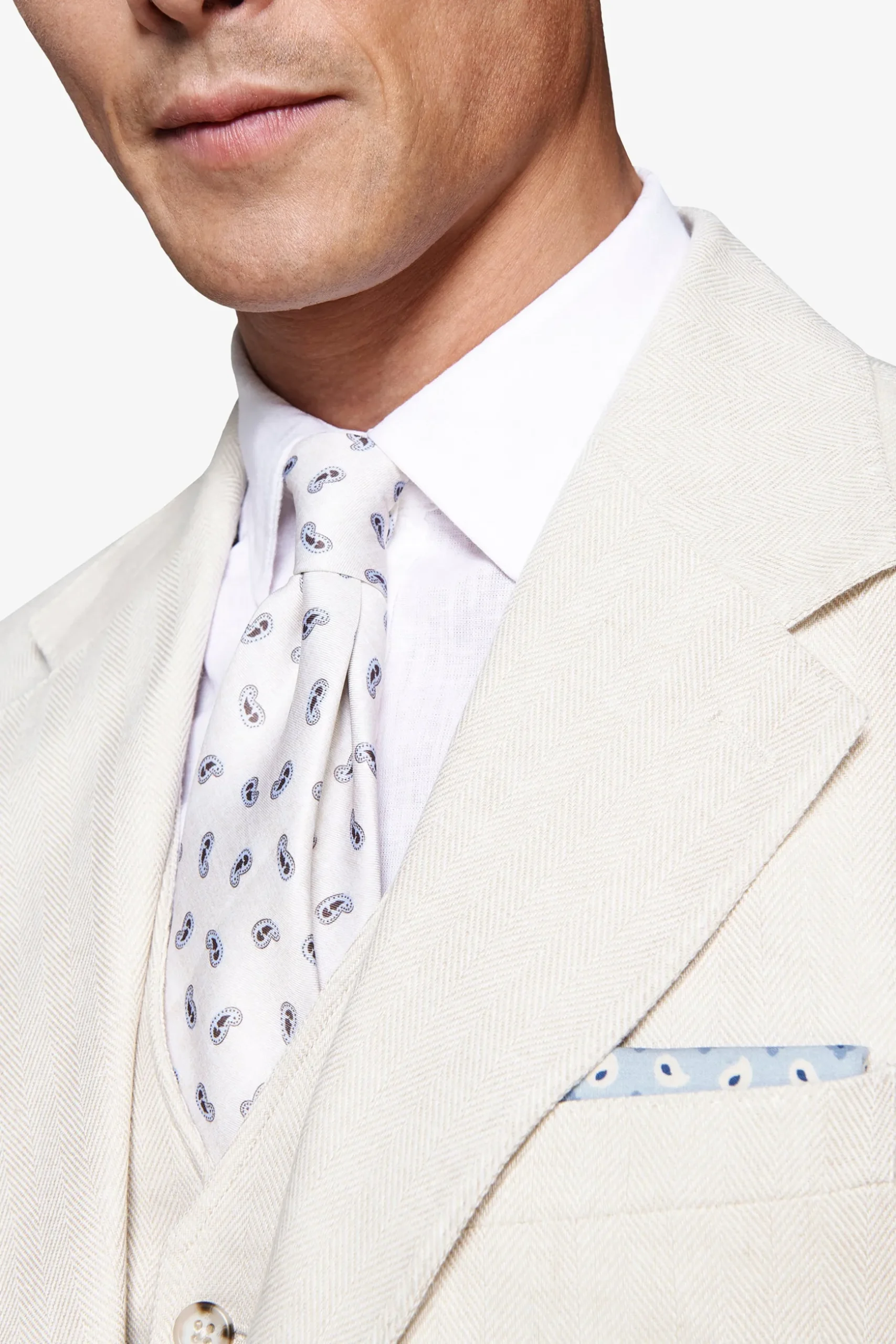 Giacca misto lino Herringbone sabbia