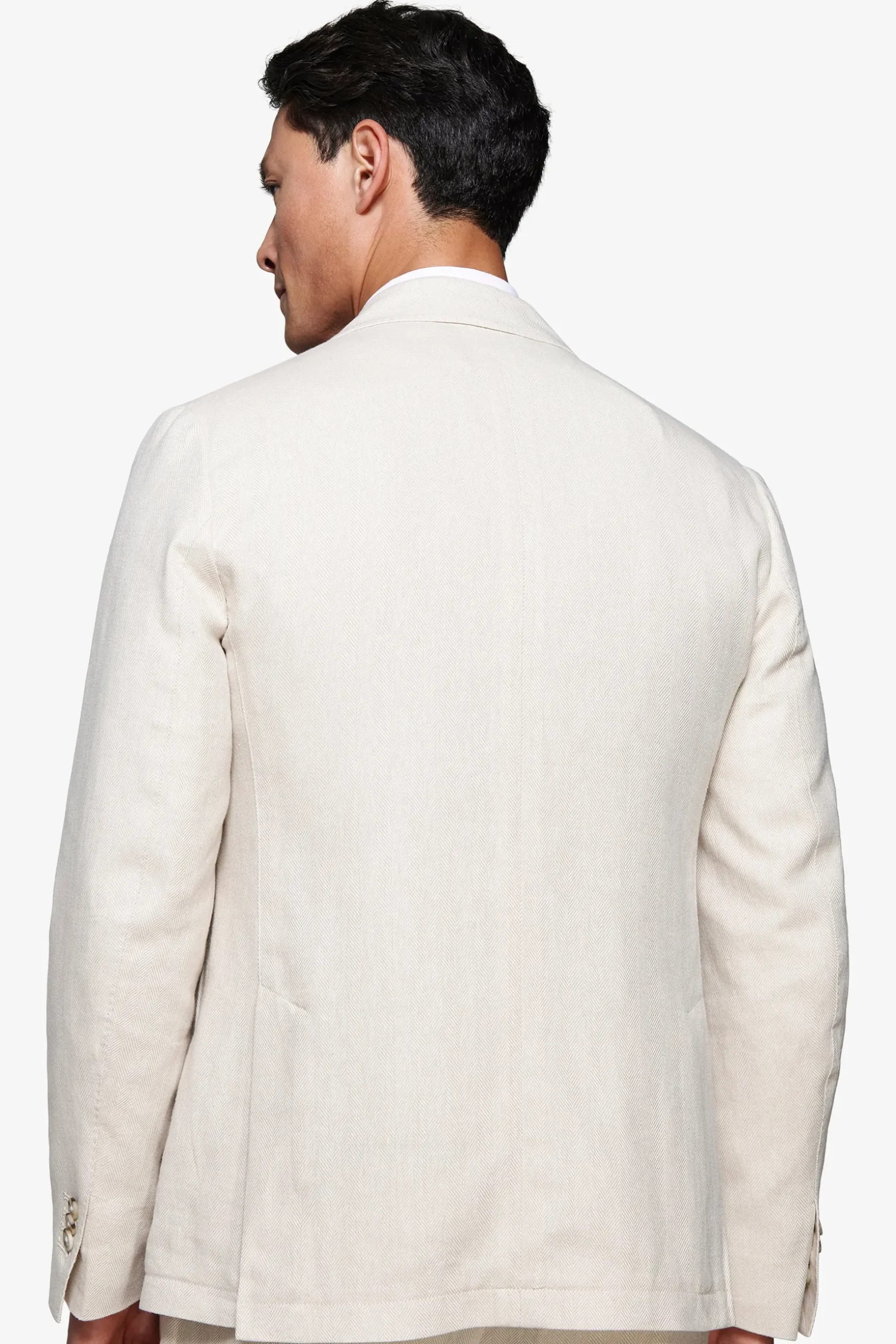 Giacca misto lino Herringbone sabbia