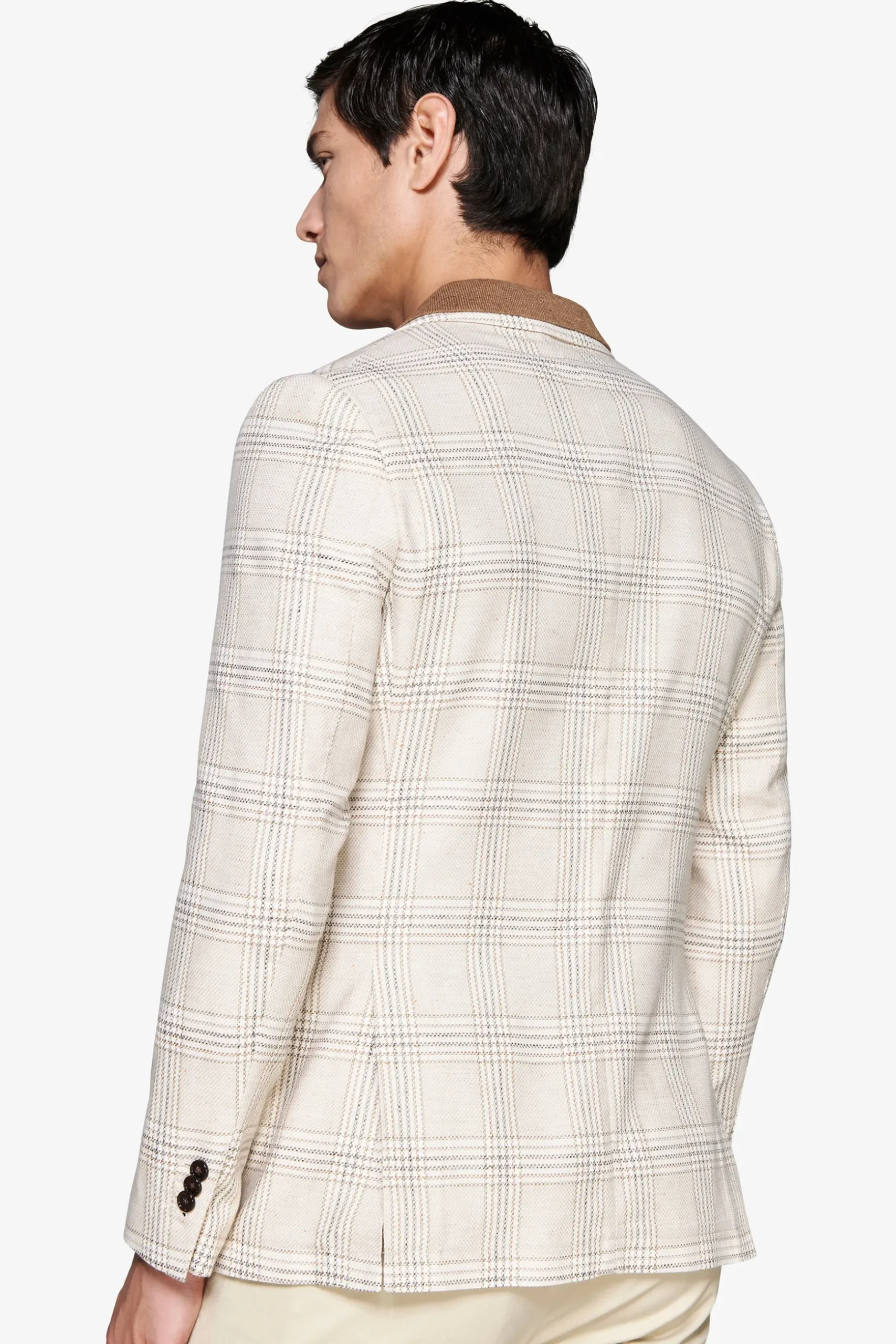 Giacca misto lino overcheck sabbia