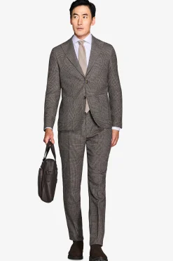 Giacca Principe di Galles misto lana tortora