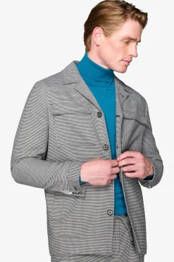 Giacca worker pied de poule grigia