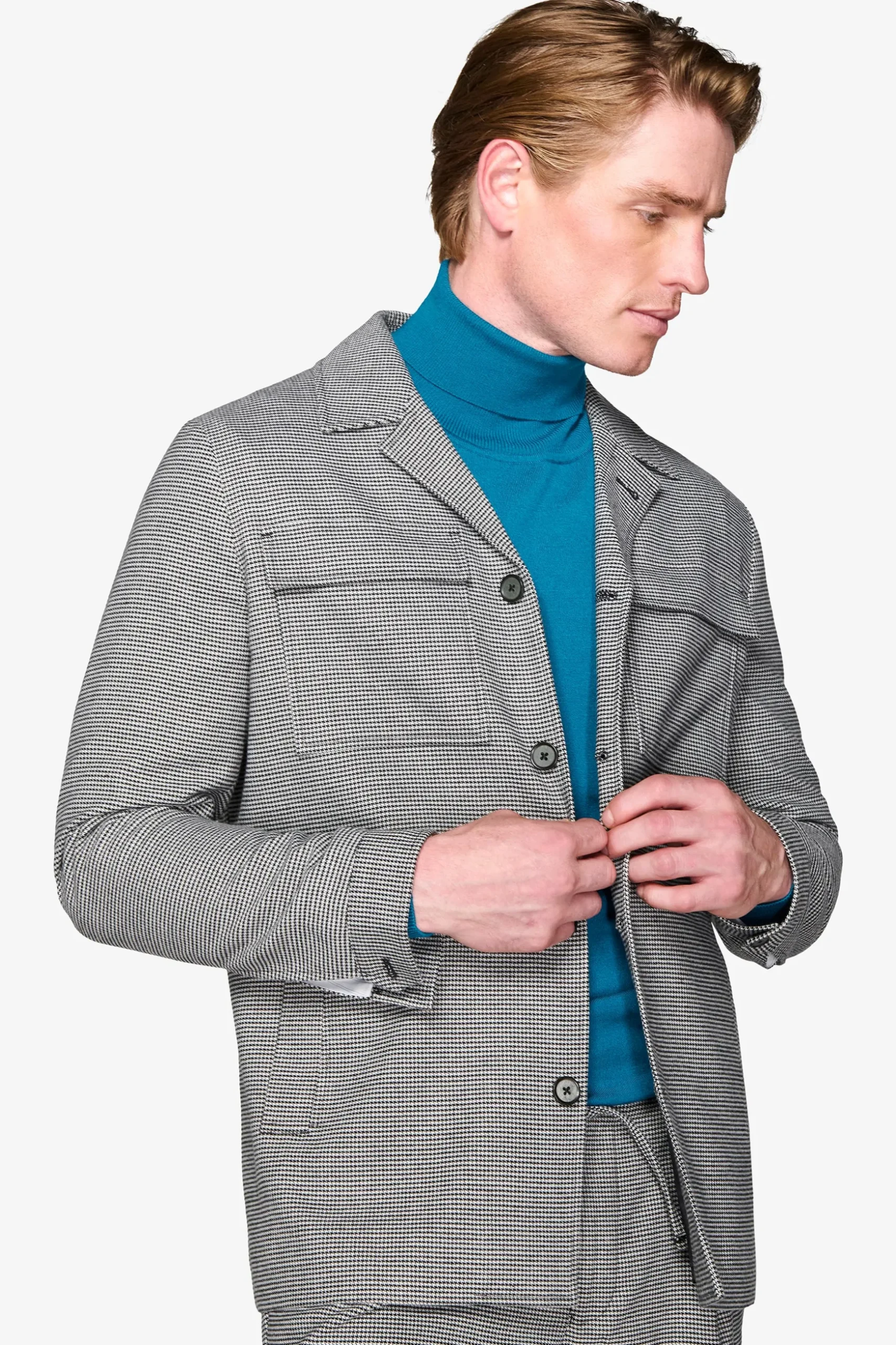 Giacca worker pied de poule grigia