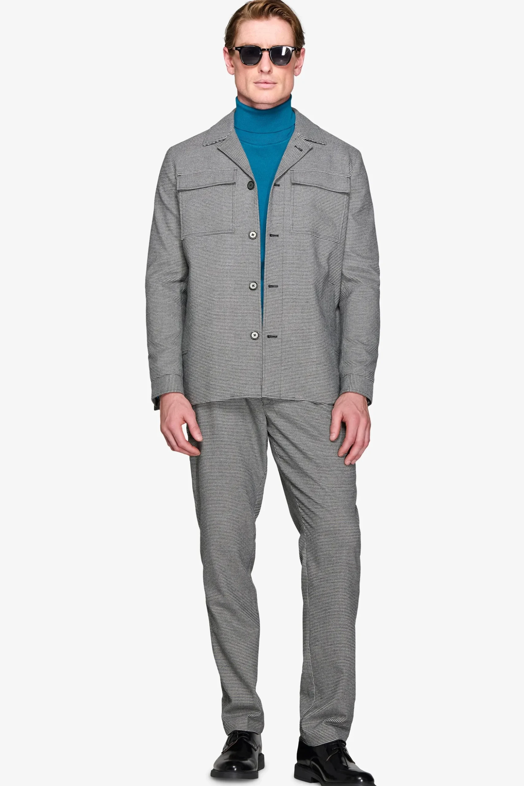 Giacca worker pied de poule grigia