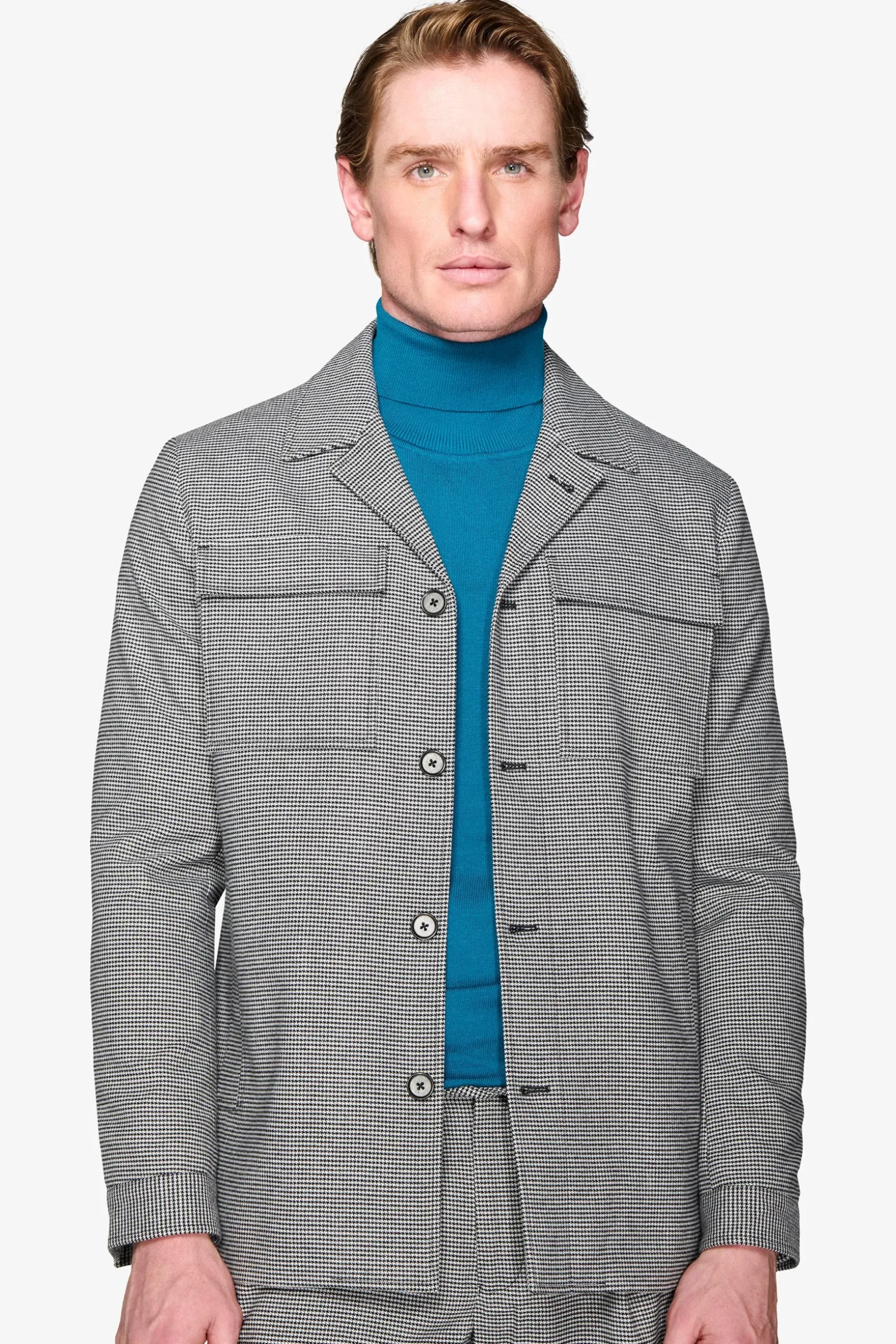 Giacca worker pied de poule grigia