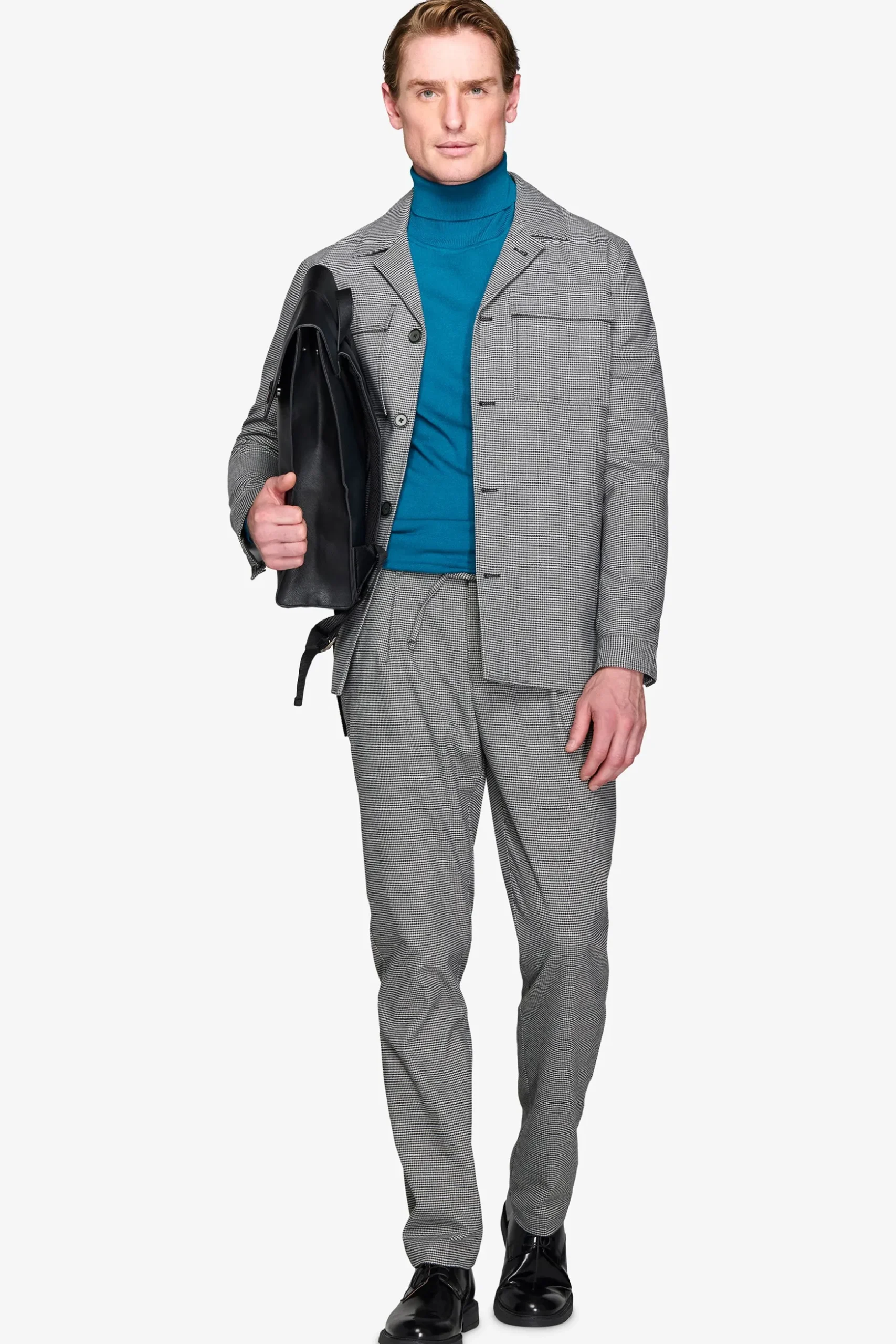 Giacca worker pied de poule grigia