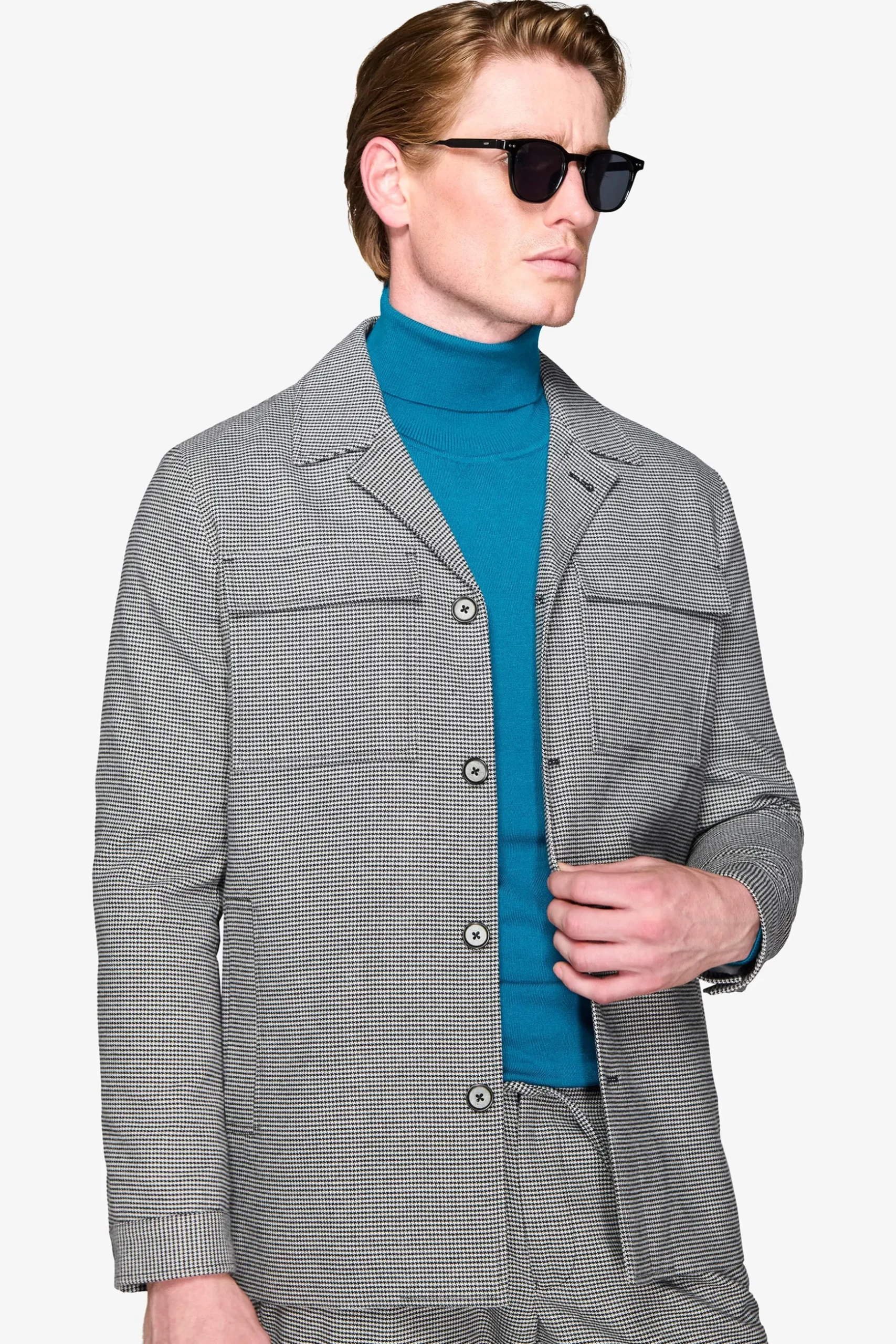 Giacca worker pied de poule grigia