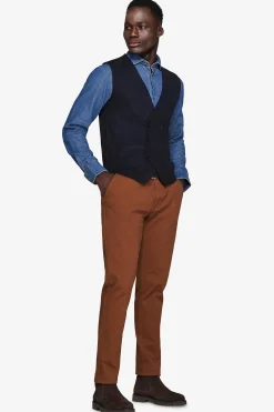 Gilet doppiopetto in maglia basic blu
