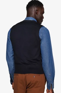 Gilet doppiopetto in maglia basic blu