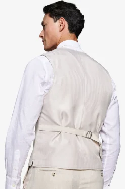 Gilet misto lino Herringbone sabbia