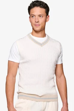 Gilet treccia e costa DNJ off white
