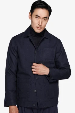Giubbotto corto Herringbone blu