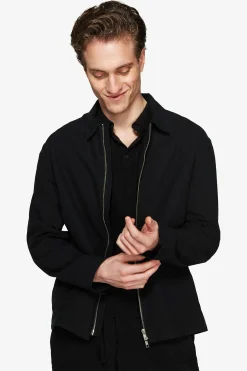 Giubbotto misto lino nero