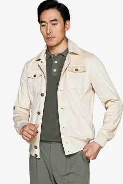 Giubbotto trucker in ecosuede sabbia