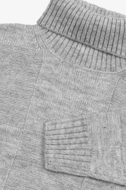 Maglia dolcevita a quadri grigio melange