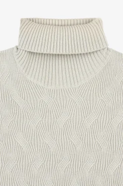 Maglia dolcevita a treccia discontinua ghiaccio