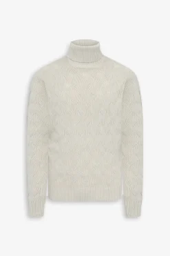 Maglia dolcevita a treccia discontinua ghiaccio