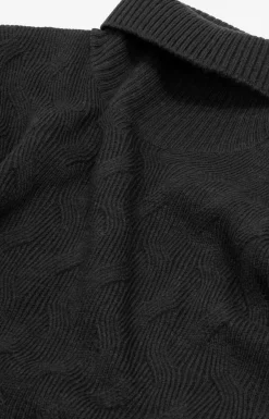 Maglia dolcevita a treccia discontinua antracite