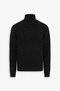 Maglia dolcevita a treccia discontinua antracite