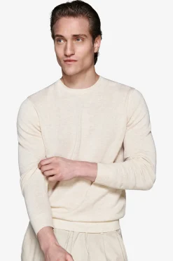Maglia girocollo armaturata melange sabbia