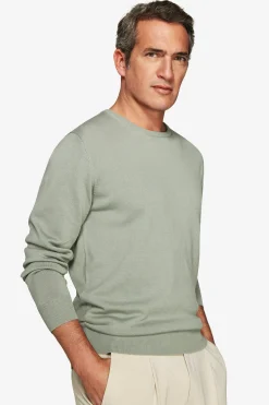 Maglia girocollo basic in cotone verde chiaro