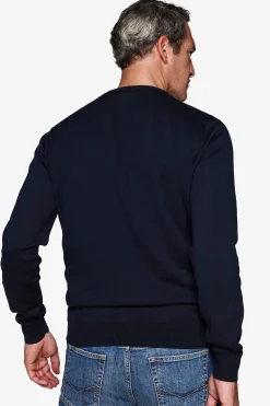 Maglia girocollo basic in cotone blu