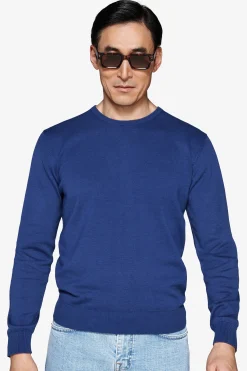 Maglia girocollo basic in cotone royal