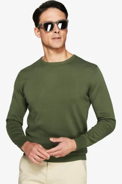 Maglia girocollo basic in cotone verde