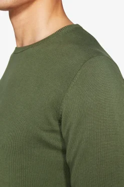 Maglia girocollo basic in cotone verde