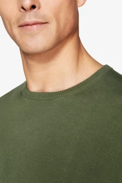 Maglia girocollo basic in cotone verde