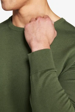 Maglia girocollo basic in cotone verde
