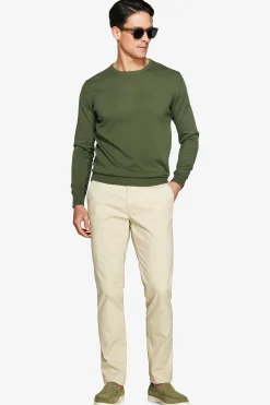 Maglia girocollo basic in cotone verde