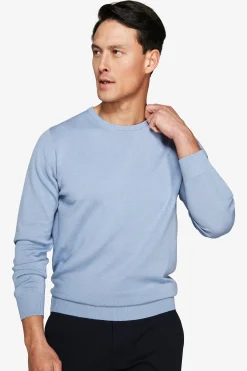 Maglia girocollo basic in cotone azzurra