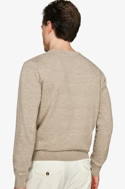 Maglia girocollo basic in cotone tortora