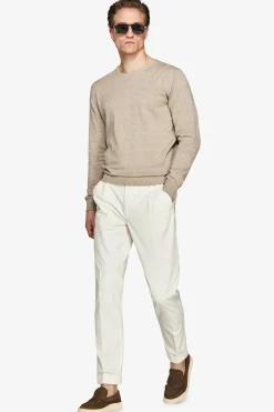 Maglia girocollo basic in cotone tortora