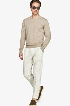 Maglia girocollo basic in cotone tortora