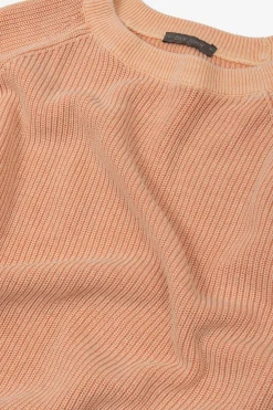 Maglia girocollo costina albicocca
