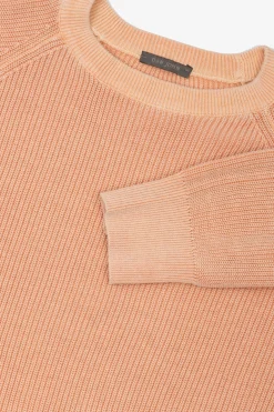 Maglia girocollo costina albicocca