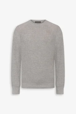 Maglia girocollo costina grigio chiaro