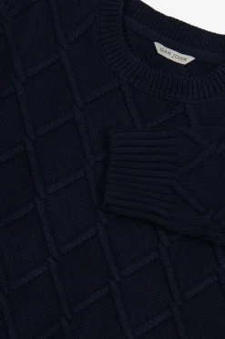Maglia girocollo fantasia 3D blu