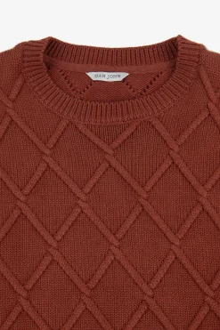 Maglia girocollo fantasia 3D coccio