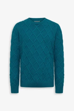 Maglia girocollo fantasia 3D petrolio