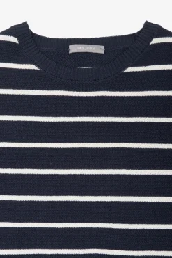 Maglia girocollo righe a contrasto blu