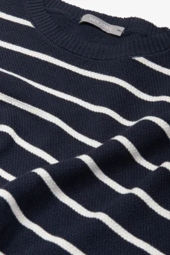 Maglia girocollo righe a contrasto blu