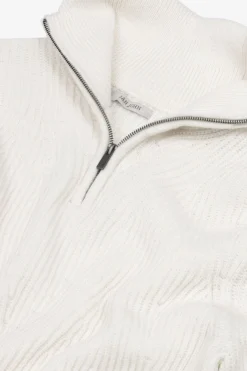 Maglia mezza zip costa inglese panna