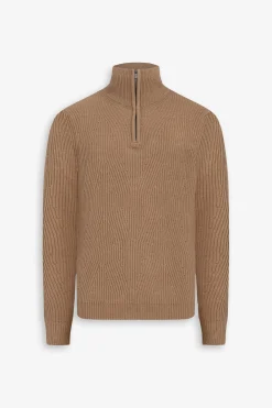 Maglia mezza zip costa inglese cammello