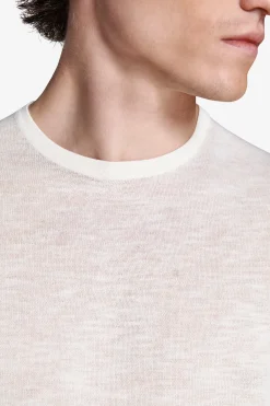 Maglia misto lino girocollo sabbia