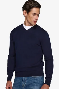 Maglia scollo a V blu