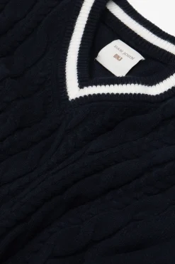 Maglia scollo a V college DNJ blu