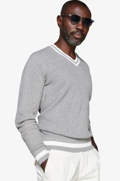 Maglia scollo a V grigia DNJ